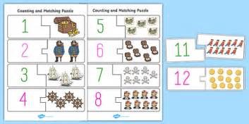 Pirate Themed Counting Matching Puzzle Teacher Made