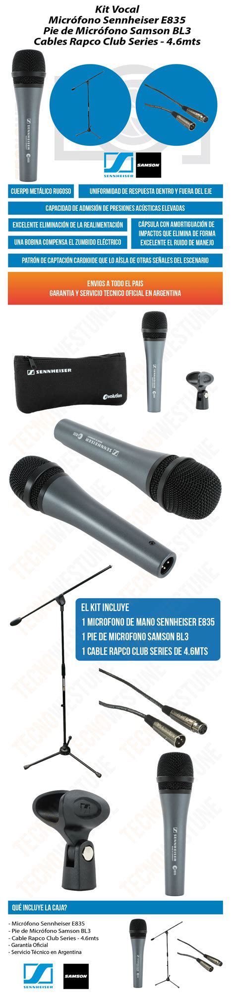 Micrófono Sennheiser E835 Pie Samson Bl3 Cable TecnoWestune Store