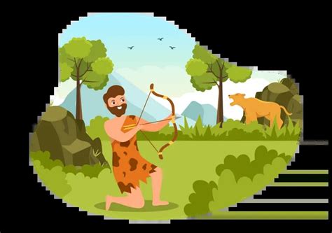 Prehistoric Stone Age People Hunting Illustration Free Download