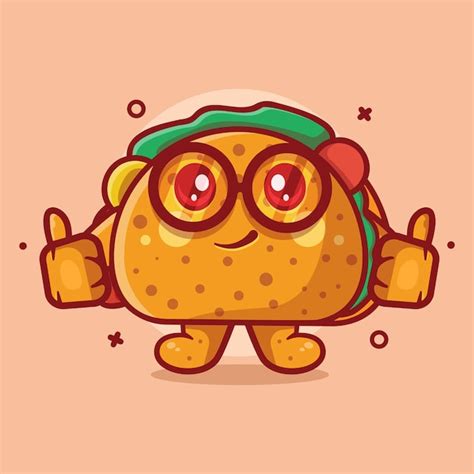 Premium Vector Kawaii Taco Food Character Mascot With Thumb Up Hand