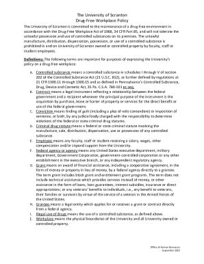 Fillable Online Drug Free Workplace Policy Statement Fax Email Print