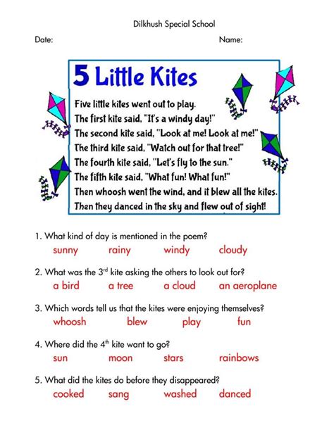 5th Grade Poetry Worksheets