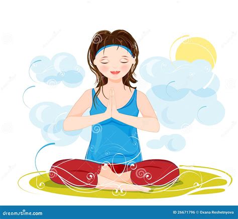 Young Woman Meditating In Lotus Position Stock Vector Illustration Of