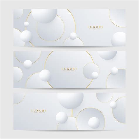 Premium Vector Set Of White And Gold Luxury Line Banner Background