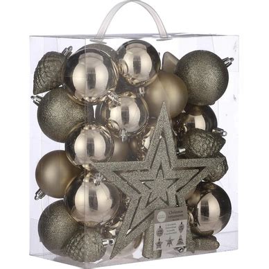 Kerstballen House Of Seasons Unbreakable Champagne 8 Cm 40 Stuks