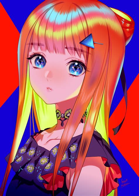 Safebooru 1girl Artist Name Bangs Banned Artist Blue Eyes Choker