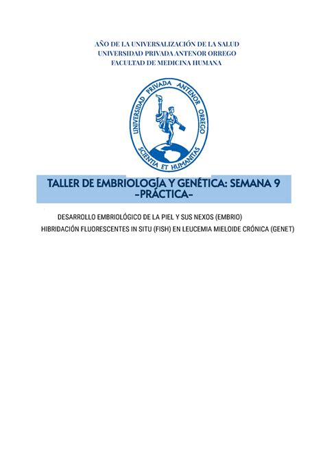 Informe DE Embrio Genet 09 AÑO DE LA UNIVERSALIZACIÓN DE LA SALUD