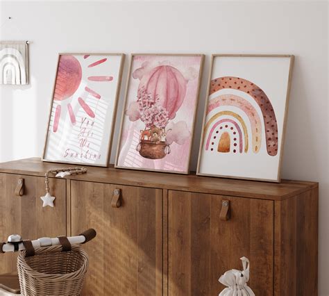 Pink Hot Air Balloon Nursery Decor Set Of Printable Digital Files Etsy