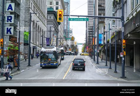 Street view at Cordova Street in Vancouver - CANADA Stock Photo - Alamy