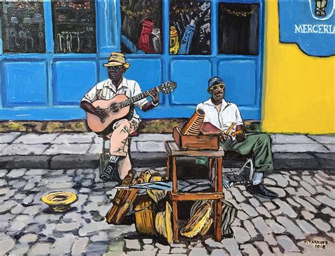 Music at the Merceria Old Havana Cuba Painting by Christina Tarkoff