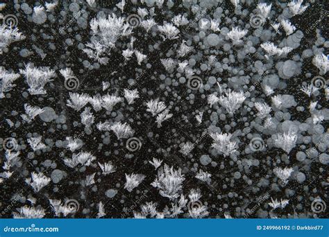 Texture of Frozen Ice Surface with Snow. Winter Background Stock Photo ...