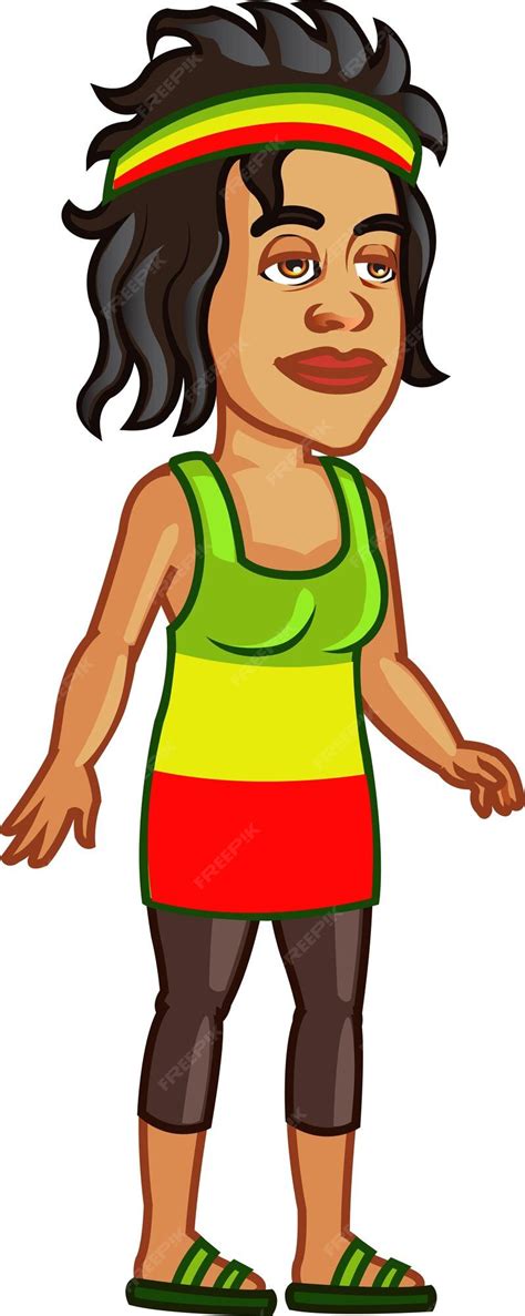 Premium Vector Happy Young Jamaican Woman Walking Cartoon