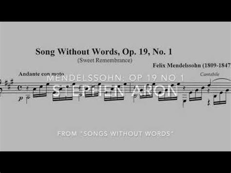 Mendelssohn Songs Without Words Op No Youtube