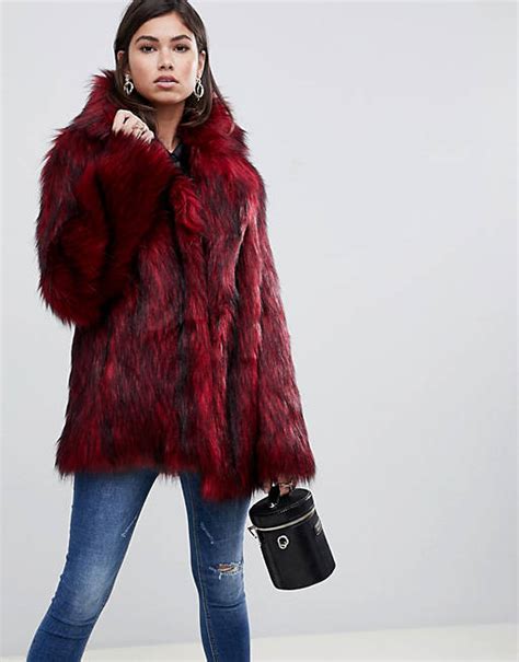 Asos Design Tipped Faux Fur Coat Asos