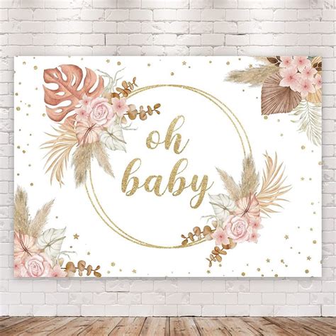 Boho Oh Baby Baptism Baby Shower Backdrop