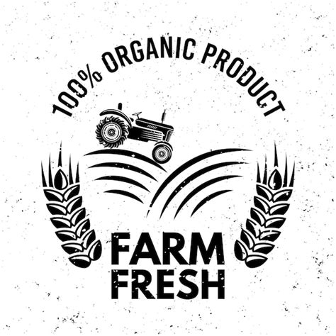 Farm Fresh Vector Monochrom Emblem Etikett Oder Logo Im Vintage Stil