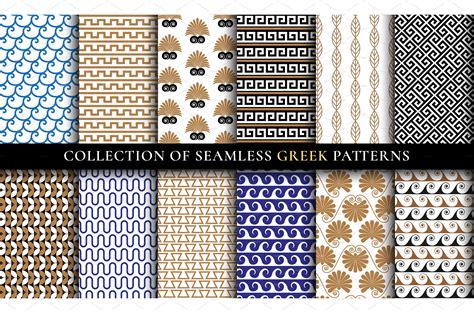 Vector seamless Greek patterns | Vector Graphics ~ Creative Market