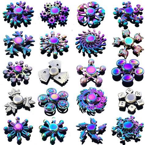 Rainbow Fidget Metal Spinner Colorful Finger Spinners High Speed Hand Spinners Fidget Toys for ...