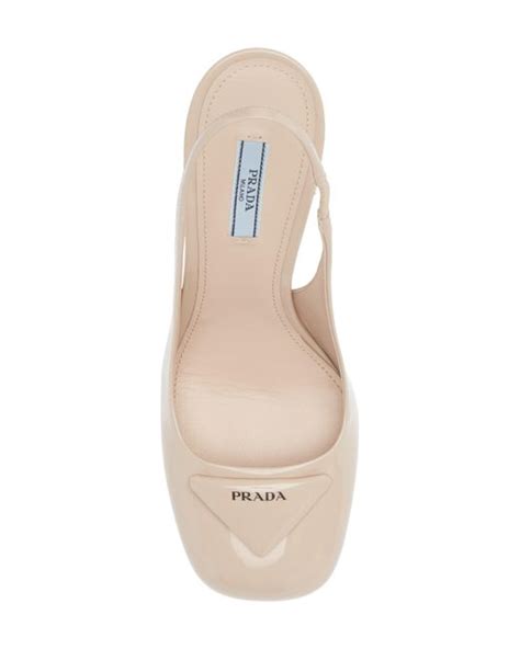 Prada Vernice Logo Slingback Pump In Natural Lyst