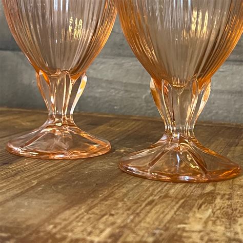 Fostoria Iced Tea Monet Peach Pink Glasses Pair Etsy