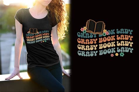 Crazy Book Lady Books Retro Svg Design Graphic by Creative T- Shirt Design · Creative Fabrica