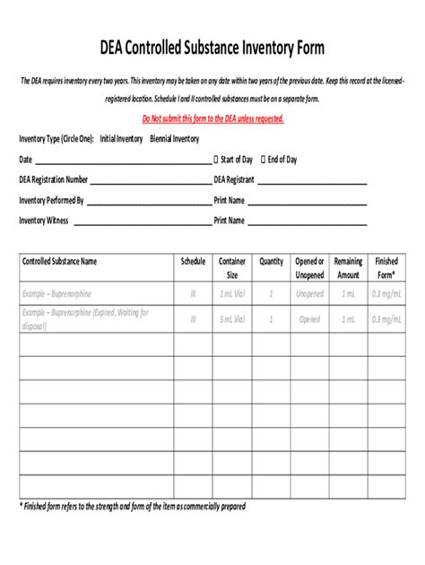 Fillable Online Dea Controlled Substance Inventory Form Fax Email Print