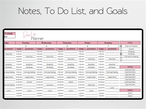 Daily Planner Template Google Sheets Excel Spreadsheet in 2023 | Excel ...