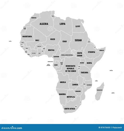 Mapa Gris Plano Simple Del Continente De África Con Las Etiquetas De