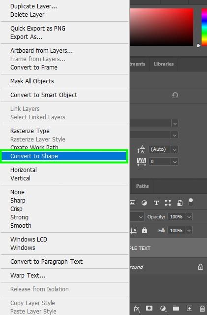 How To Convert Text Into A Shape In Photoshop Fast