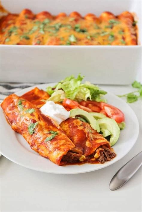 Easy Shredded Beef Enchiladas Just 6 Ingredients Lil Luna