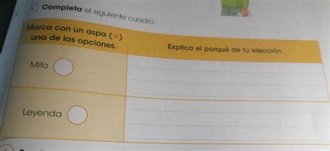 Completa El Siguiente Cuadro Marca Con Una Aspa X Una De Las Opciones