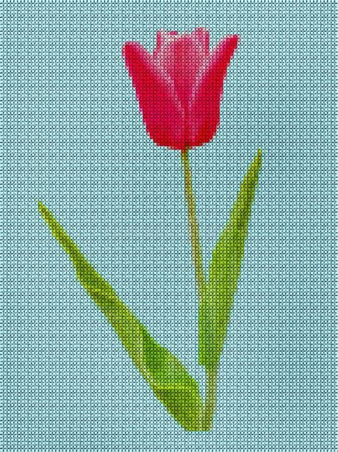 Illustration Cross Stitch Tulip Flower Stock Illustration