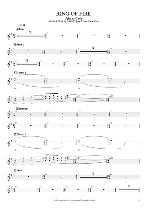 Ring Of Fire Tab By Johnny Cash Guitar Pro Full Score Mysongbook