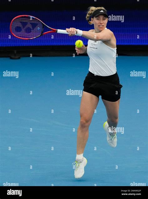 Germany S Angelique Kerber Plays A Forehand Return To Poland S Iga