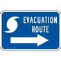 Reflective Blue Vertical Sign Evacuation Route With Right Arrow Sign