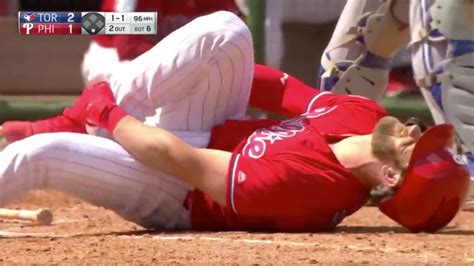 Bryce Harper Limps Off After Taking A Mph Fastball To The Ankle