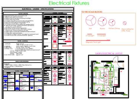 electrical sample layout  fixtures legends designs cad