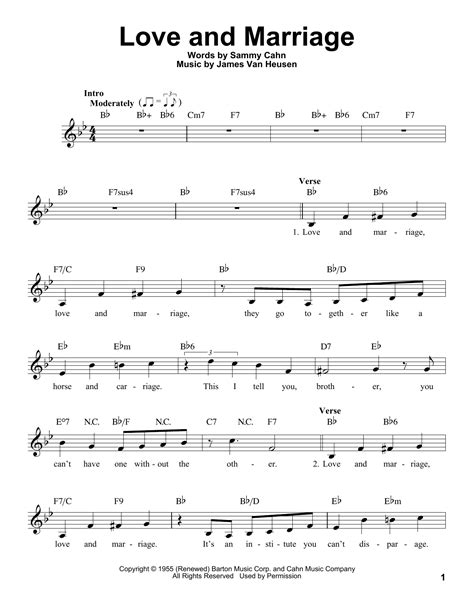 Frank Sinatra 'Love And Marriage' Sheet Music, Chords & Lyrics ...