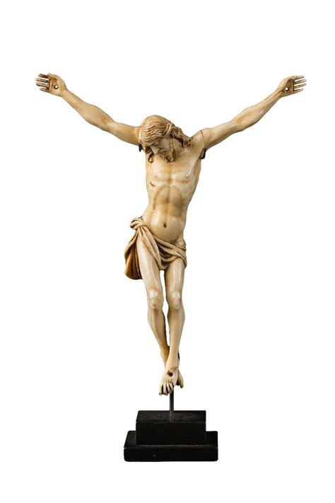 Christ Crucifi Tr S Finement Sculpt En Ivoire Cole Flamande E