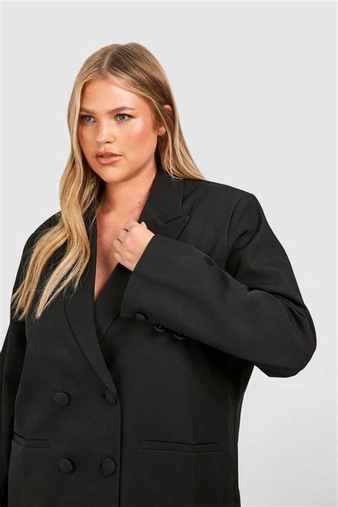 Jackets And Coats Plus Double Breasted Relaxed Fit Tailored Blazer Boohoo