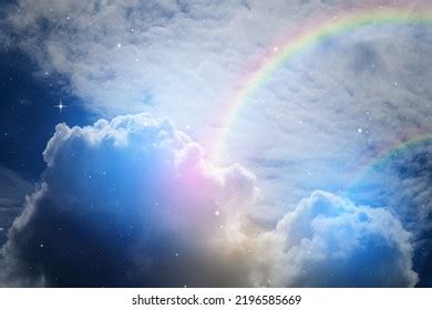 Colorful Night Sky Double Rainbow Stars Stock Photo 2196585669 ...