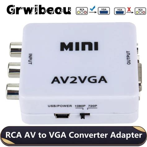 Grwibeou AV To VGA Converter 1080P Mini RCA To VGA Video Adapter With 3