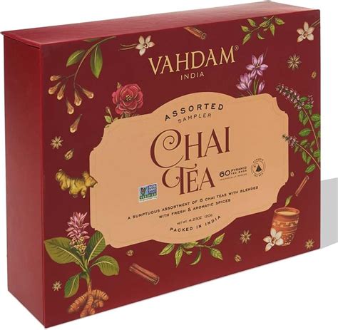 Vahdam Chai Tea Variety Sampler Pack Count Fathers Day Gift