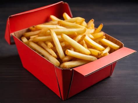 Premium Photo A Red Box Of French Fries With A Red Box That Says