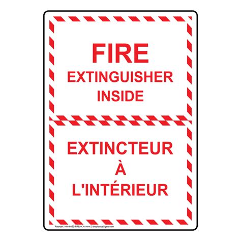 Fire Extinguisher Inside Bilingual Sign Nhi 6855 French