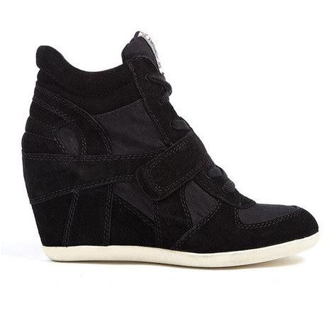 Ash Black Suede And Canvas Bowie Wedge Trainers Liked On