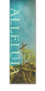 E045 Alleluia Hill Cross Easter Christian Banner - Church Banners