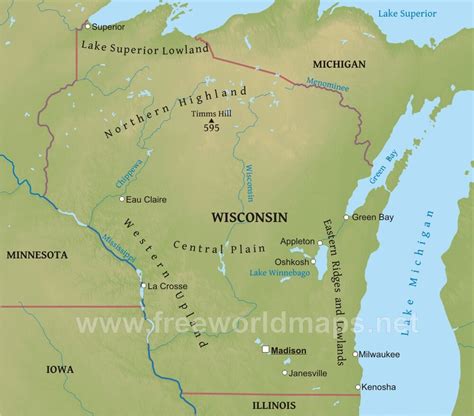 Physical Map Of Wisconsin