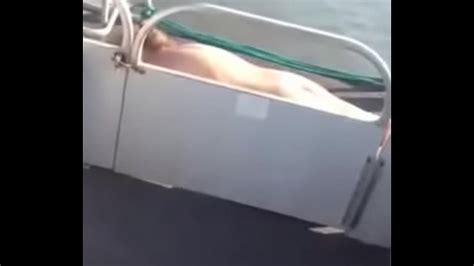 Blonde Milf Sun Bathing Naked On Pontoon Boat