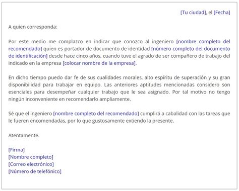 Carta De Referencia Personal Cómo Hacerla Ejemplo